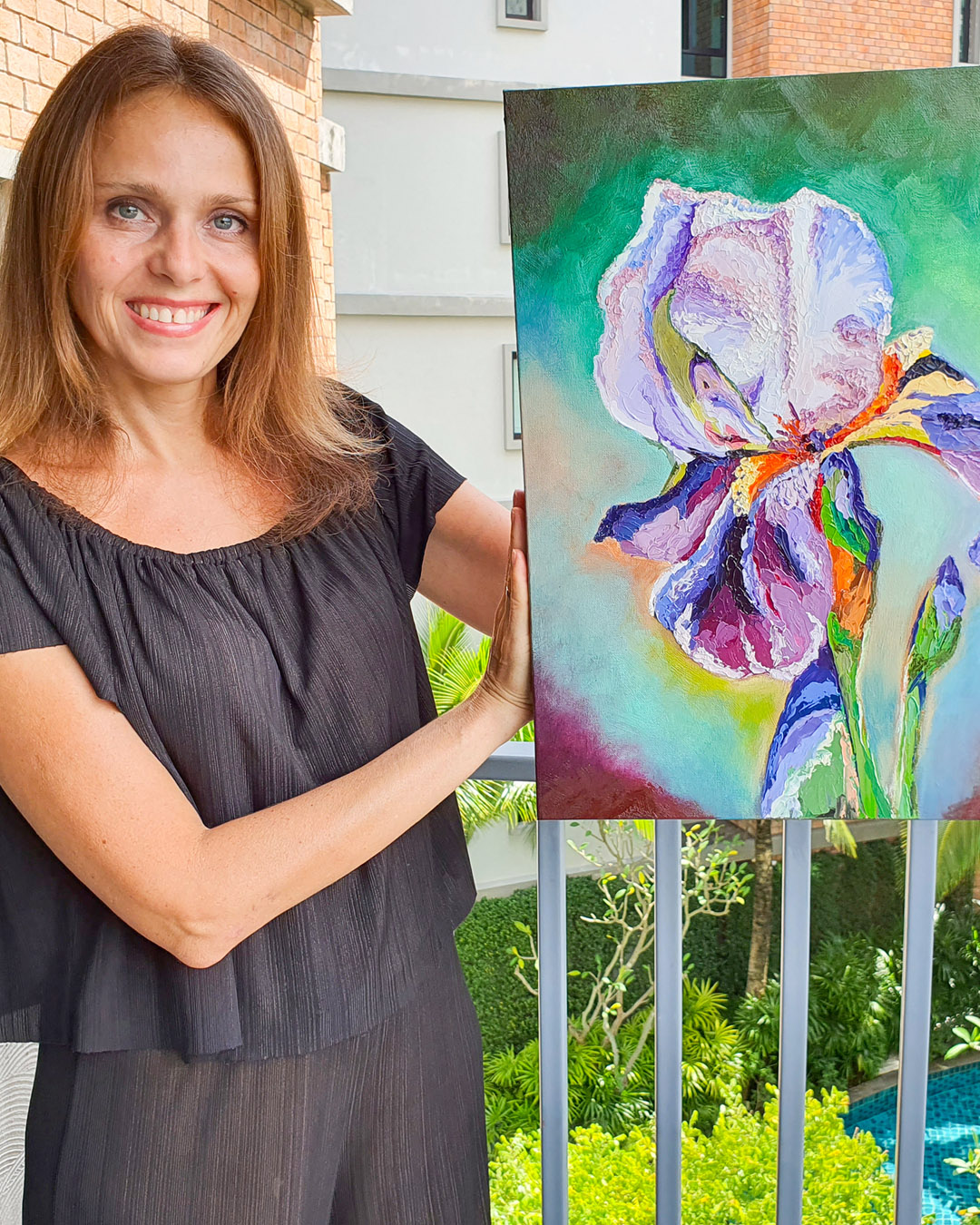 Marina Fisher with her painting
