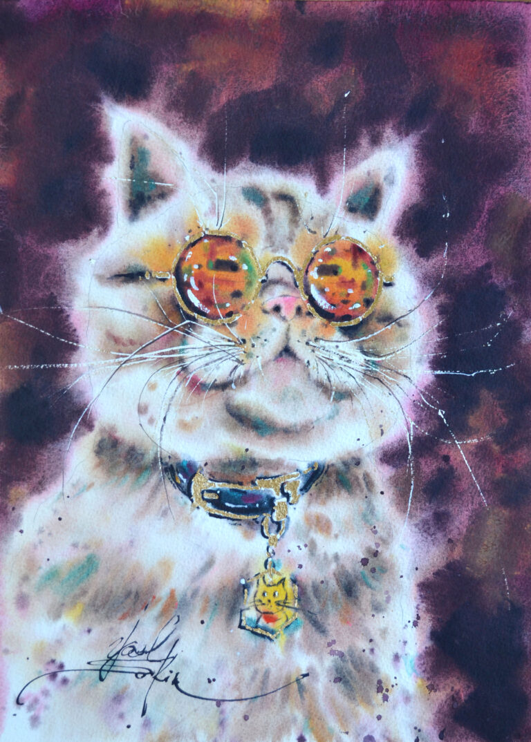 Fashion Cat – watercolour by Yael Natali Sonkin