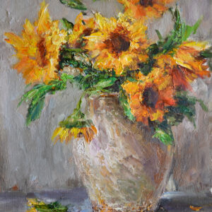 Sunflowers - oil painting by Oksana Filinska