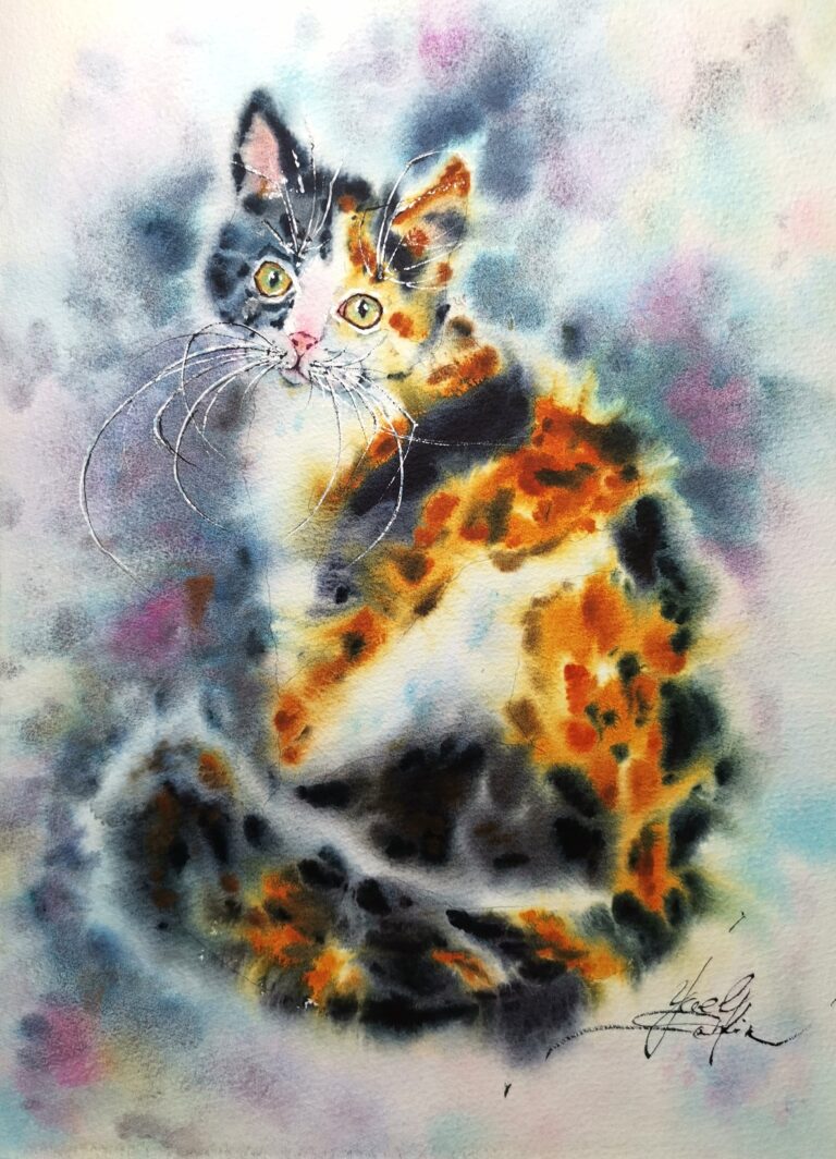 Calico Dreams – watercolour by Yael Natali Sonkin