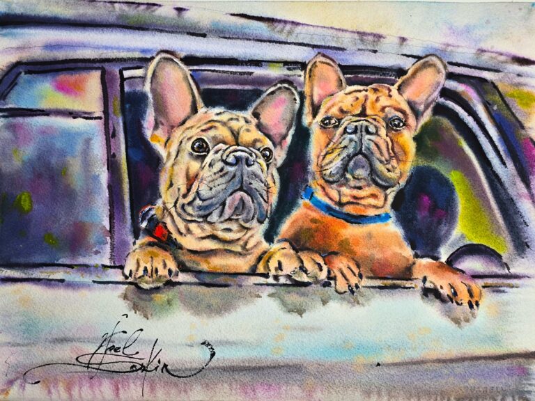 French Bulldogs – watercolour by Yael Natali Sonkin