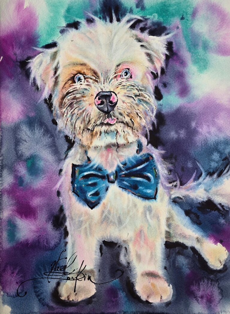 Westiepoo Puppy – watercolour by Yael Natali Sonkin