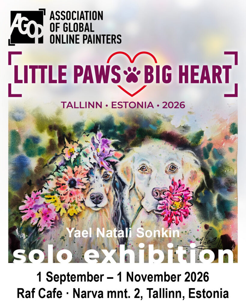 Little Paws, Big Heart – solo exhibition poster, Yael Natali Sonkin, Raf Cafe Tallinn