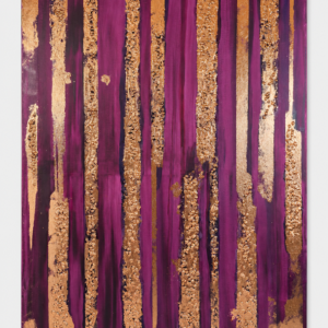 Purple and pink vertical bands with textured gold leaf by Maritta Neronin.